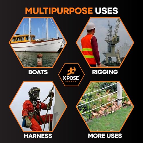 Image of Xpose Safety 3-Strand Twisted Poly-DAC (Poly Dacron) Combo Rope - 3 /8 inch x 1200′ - Heavy-Duty UV-Coated Safety Line for Commercial, Arborist, Marine, Towing, DIY Projects, Construction,Weather-Resistant