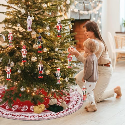 6 Stück 12cm Rosa Weihnachten Nussknacker Figur Klein,Holz Nussknacker Soldat Traditionelle Weihnachtsdekoration Indoor Klassische Kiefernholz Ornamente für Weihnachten Weihnachtsbaum Dekoration