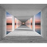 decomonkey Fototapete Landschaft 350x256 cm XL Tapete Fototapeten Vlies Tapeten Vliestapete Wandtapete moderne Wandbild Wand Schlafzimmer Wohnzimmer 3d Effekt Natur Architektur Ziegel