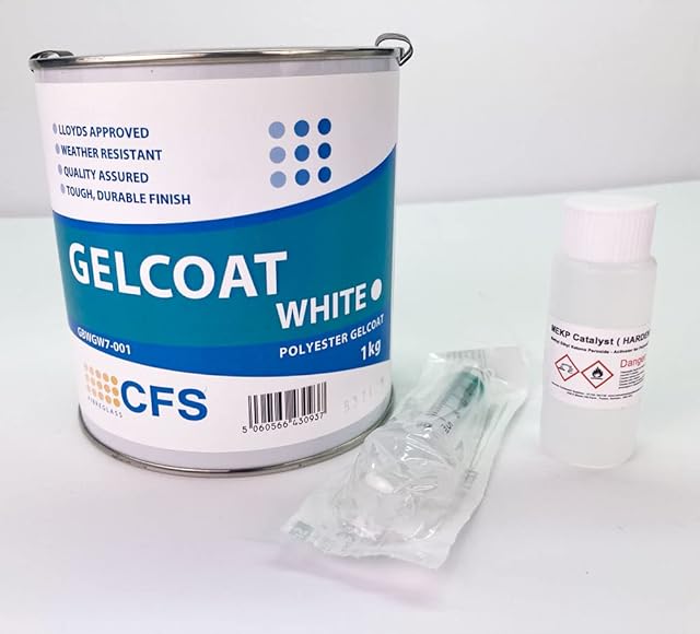 Marine White Gelcoat 1kg - Lloyds Approved - Polyester - MEKP hardener inc