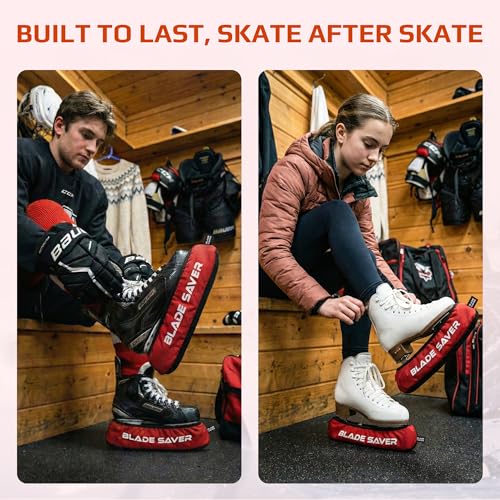 GlideDry Ice Skate Guards - Premium Ice Skate Soakers for Figure Skating & Hockey | Absorbent, Moisture Wicking Terry Cloth Lining | Quick-Dry, Machine Washable, Fits Multiple Sizes (Red, Medium)