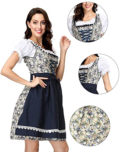 Lealac Halloween Dress For Women's German Dirndl Dress Costumes For Bavarian Oktoberfest Beer Carnival Lhl17-Blue-L #TOP2