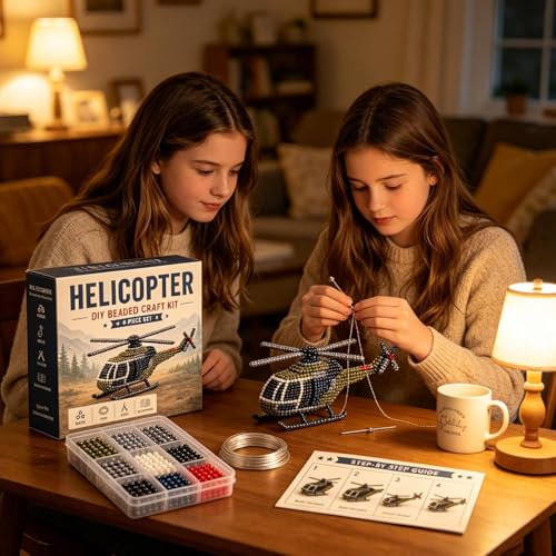 Kits de bordado de cuentas para adultos de helicóptero 3D y tanques 7