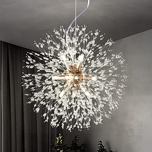 Zhllmq Modern Chandeliers Firework Dandelion Sputnik Chandelier Crystal Gold Light Fixture Pendant Lighting For Kitchen Island Dining Room Bedroom Living Room(Gold 9-Light) #TOP28
