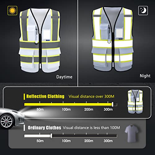Aykrm Small White Safety Vest High Visibility Reflective Safety Vest For Women Men High Visibility Security With Pockets Zipper Front Meets Ansi/Isea Standards #TOP2