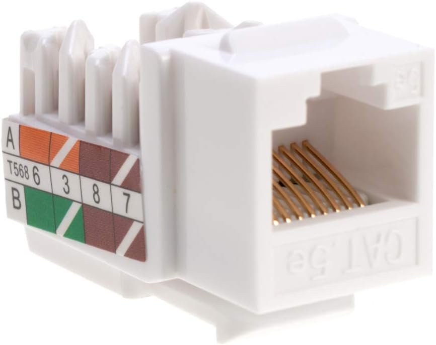 SATMAXIMUM Cat5e Ethernet RJ-45 Keystone Jack Cat5 Punch-Down Network White - Choose a Pack of 5/10/20/30/50 (5)