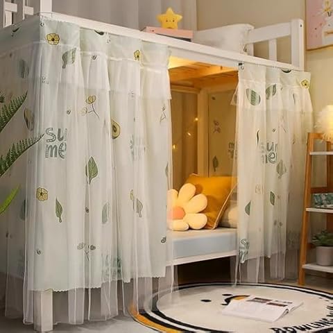 ITODA Bed Curtain Dorm Home Upper&Bottom Bed Cloth Curtain Lightproof Bed Tents Drapes Breathable Dustproof Bed Canopy with Rope Buckles(2 PCS) Cover