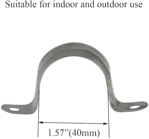 Miniatura 2 de Hahiyo Abrazaderas de soporte de tubo en U de dos agujeros, 1.575 in, resistente, sin óxido, brillante, fuerte, resistente al viento, sin afilado,