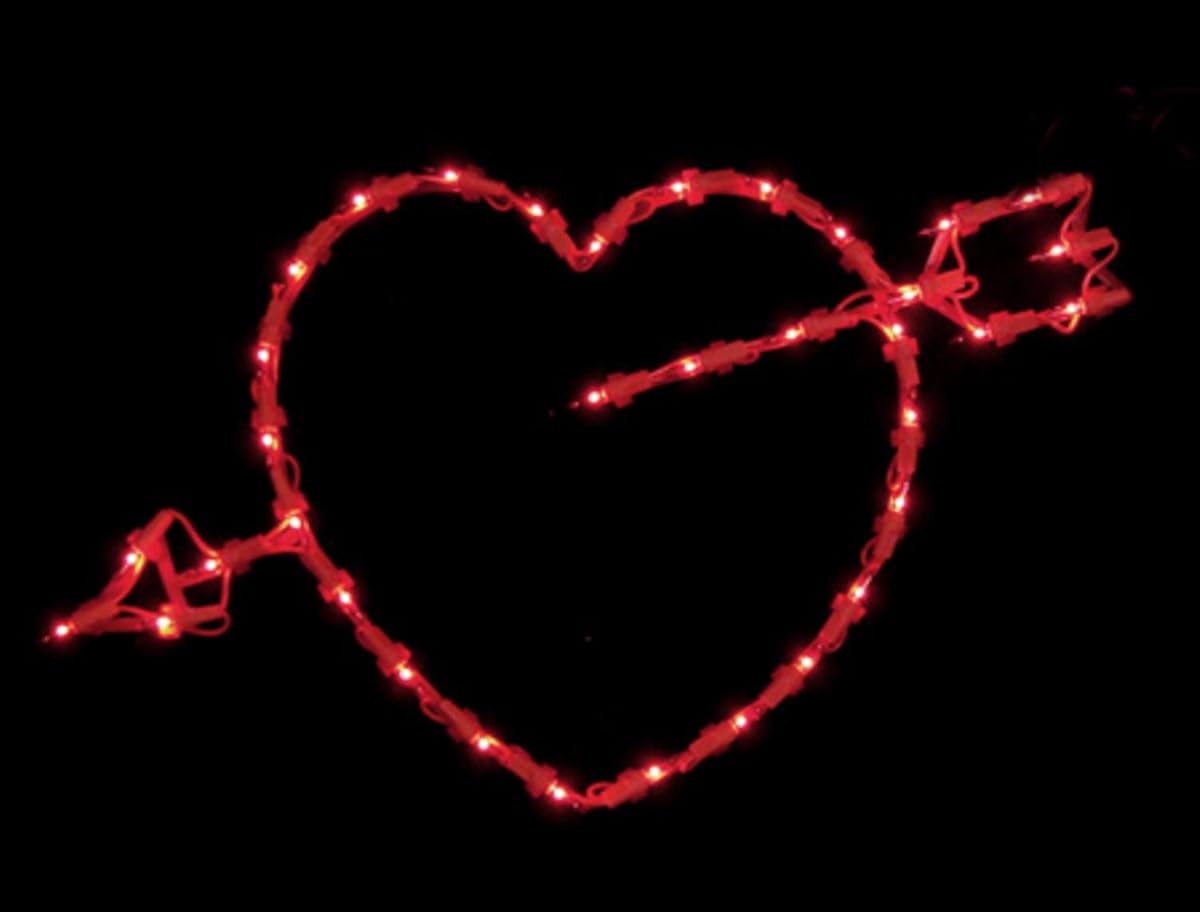 Sienna 19" Lighted Valentine's Day Heart with Arrow Decoration - Red, Model