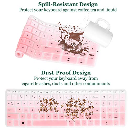 Image of Keyboard Cover Compatible with 2019 2018 HP Pavilion 15 Series /HP Pavilion x360 15.6 inch Series /HP Envy x360 15.6 inch Series /HP Envy 17 Series /HP Laptop 15t 17t 17-ca0011nr 17-by0040nr -Gradual Pink