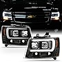 ACANII - For [Black Edition] 2007-2014 Chevy Suburban Tahoe Avalanche LED DRL Projector Headlights Headlamps Left+Right
