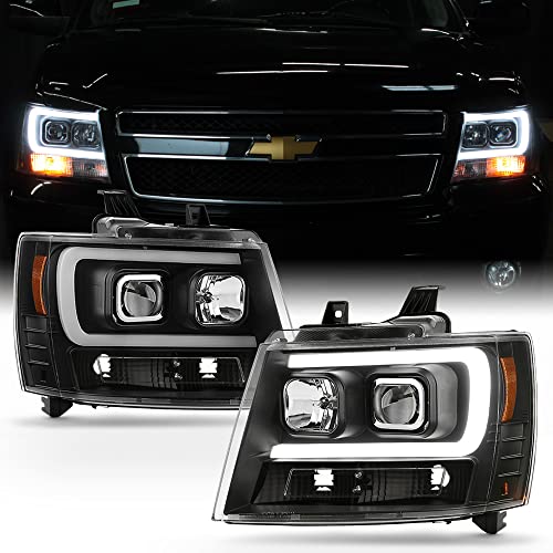 ACANII - For [Black Edition] 2007-2014 Chevy Suburban Tahoe Avalanche LED DRL Projector Headlights Headlamps Left+Right