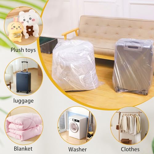 DBREAKS 10 Stück Extra Große Gaint Durchsichtige Kunststoff-Aufbewahrungstaschen, Plastiktüten Groß 80x120CM, Riesige Aufbewahrungsbeutel, Plastiksäcke für Koffer, Möbel, Plüschtiere, Bürostühle