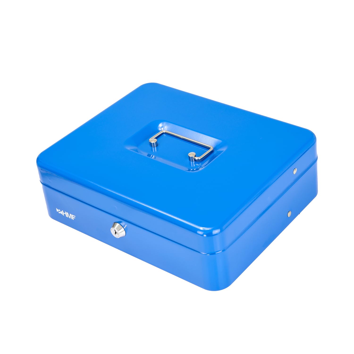 HMF 15230-05 - Caja de caudales con cerradura con compartimento para monedas y 4 compartimentos para billetes con pinza | 30 x 24 x 9 cm | Azul