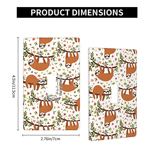 Cute Sloth Light Switch Cover Decorative Single Toggle 1 Gang Wall Plate For Kids Girls Bedroom Nursery Room Decor 4.50" X 2.76" #TOP3