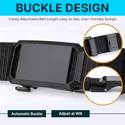 Men's Tactical Nylon Belt – Adjustable No-Hole Military Style Belt with Metal Buckle for Work, Casual, Hiking & Outdoor Use3