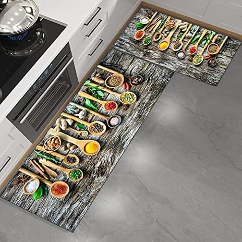 Fchen art Alfombra de cocina negra antideslizante Cover