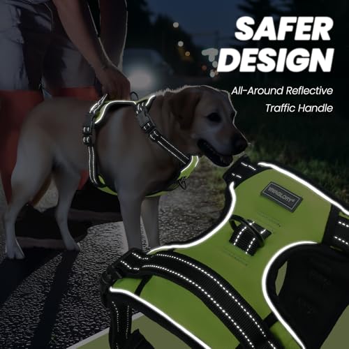 VIVAGLORY Easewalk Hundegeschirr, Anti Zug Hundegeschirr für Training & Spazieren, Anti Zieh Geschirr Welpengeschirr Mit Griff, Ausbruchsicher & Non-Stop für Welpe Hunde, M, Leuchtendgelb - Plain