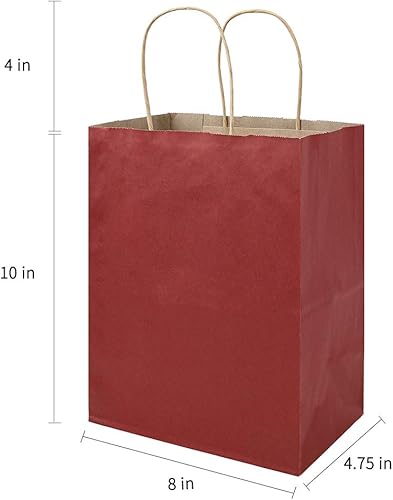 Miniatura 5 de bagmad Cada 100 bolsas de papel de regalo verdes y rojas de 8 x 4.75 x 10 pulgadas con asas