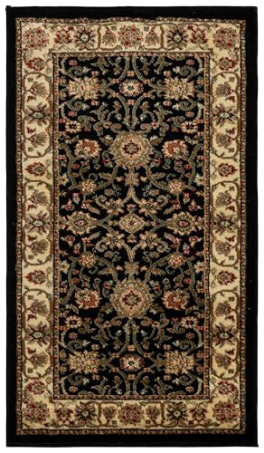 SAFAVIEH Lyndhurst Collection Accent Rug - 2'3' x 4', Black & Ivory, Traditional Oriental Design, Non-Shedding & Easy Care, Ideal for High Traffic Areas in Entryway, Living Room, Bedroom (LNH212A)