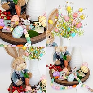 Trayincluded16pcseasterdaydecorsetbunnyfigurineartificialspringflowerseggsornamentsbeadgarlandtabledecorationswithtrayrusticfarmhousecenterpiecefortablehomeblue Urban Country Home Decor Tray included 16 pcs easter day decor set bunny figurine artificial spring flowers eggs ornaments bead garland table decorations with tray rustic farmhouse centerpiece for table home blue urban country home decor