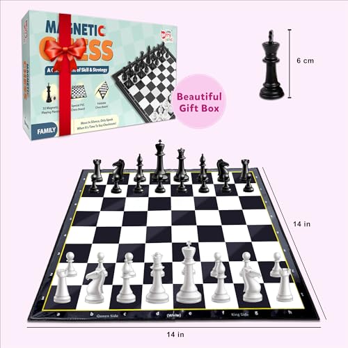 Image of Magnetic Chess Board Game Set for Kids & Adults | Educational & Foldable Chess Board (14 inch x 14 inch) | Travel Board Game Toys | Perfect for Gifting | Strategy & Mind Game for Kids