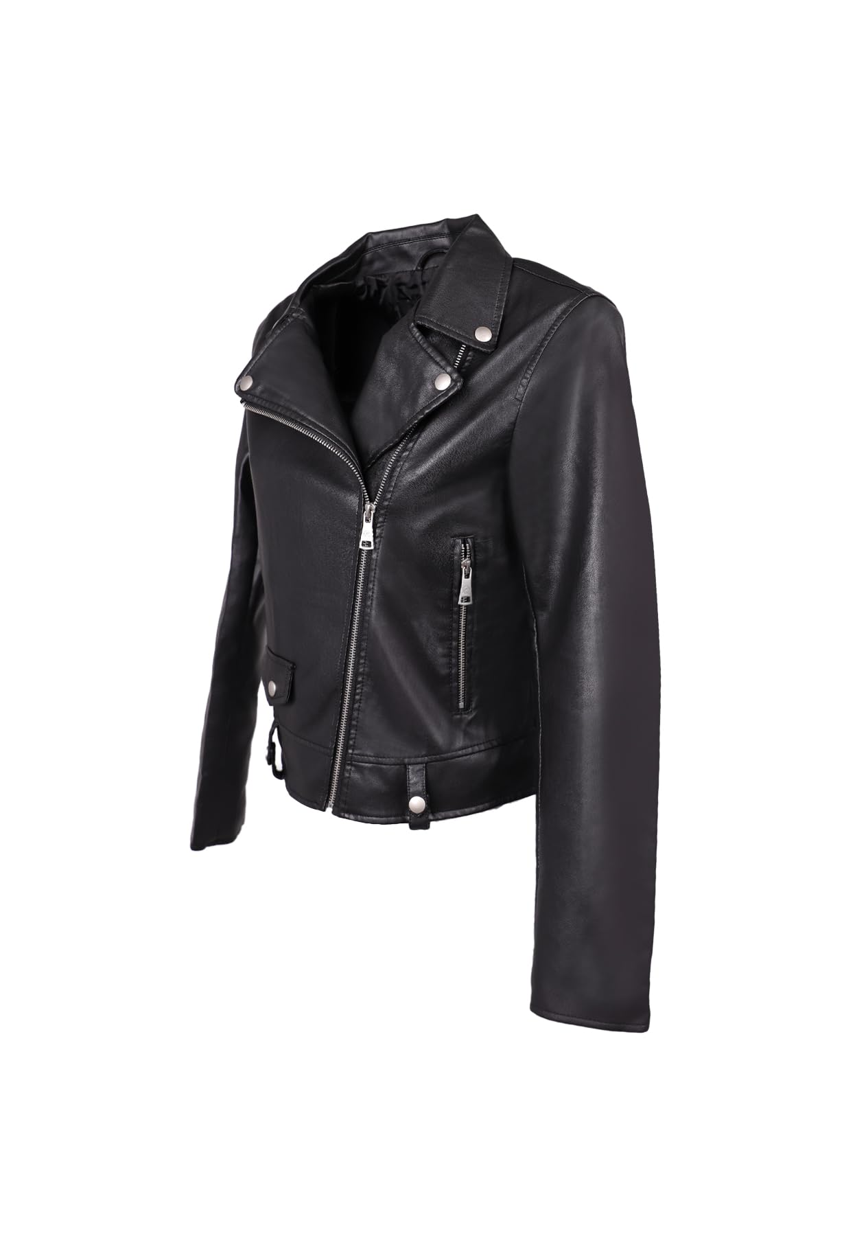 QUEEN HELENA Giacca di Pelle Giubbino Corto Leggero Comodo Giacchetta Biker Casual Donna Y4005