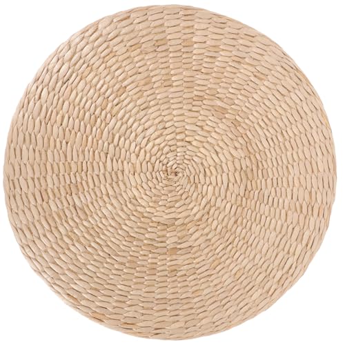 SECFOU Cojín Resistente Fina Elaboración Redondo de Estilo Japonés de Meditación Tejido en Junco para Sala de Yoga o Descanso Hogar