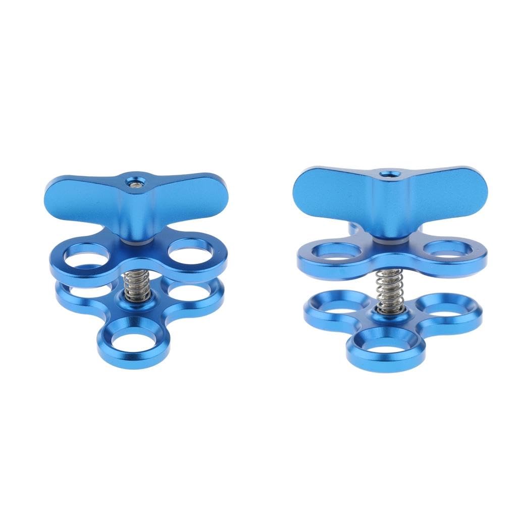 CALANDIS™ 2X Triple Ball Clamp 3 Hole Underwater Arm Bracket for Diving Light Arm Blue | Other Camera & Photo Accs | Camera & Photo Accessories-image-42