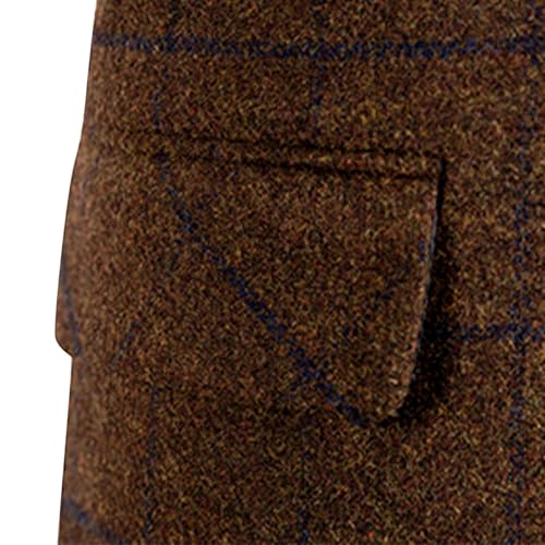 Mens Vintage Suit Vests Plaid Tweed Slim Fit Waistcoat Wedding Prom Groomsmen Notched Collar Business Blazer Vest3