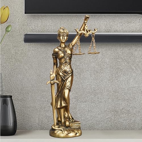 Estatua Lady Justice Diosa griega romana de justicia resina dorada miniatura 5