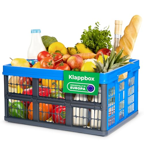 Novaliv Klappbox 45l Blau - Faltbare Korbbox mit praktischen Tragegriffen - Vielseitige Aufbewahrungsbox