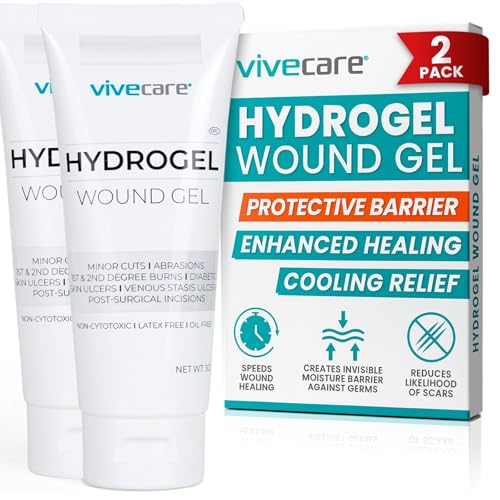 ViveCare Hydrogel Wound Dressing (3 Oz Tube) - First Aid Healing Gel for Burns Diabetic Ulcers Cuts Surgical Incisions Debridement Open Wounds - Soothing Skin Repair Cream Ointment (2)