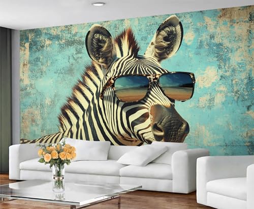 YXQAIED Papel pintado de cebra, papel pintado fotográfico de animales para dormitorio y decoración del hogar, mural grande de dibujos animados para sala de estar, no autoadhesivo, 100 x 70 cm