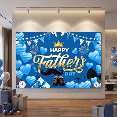 Toututu Happy Fathers Day Banner Decorations Extra Large 70.8x43.3in Waterproof Best Dad Ever Backdrop for Photography Indoor Outdoor Party Supplies Fathers Day Wall Yard Sign Photo Booth Background