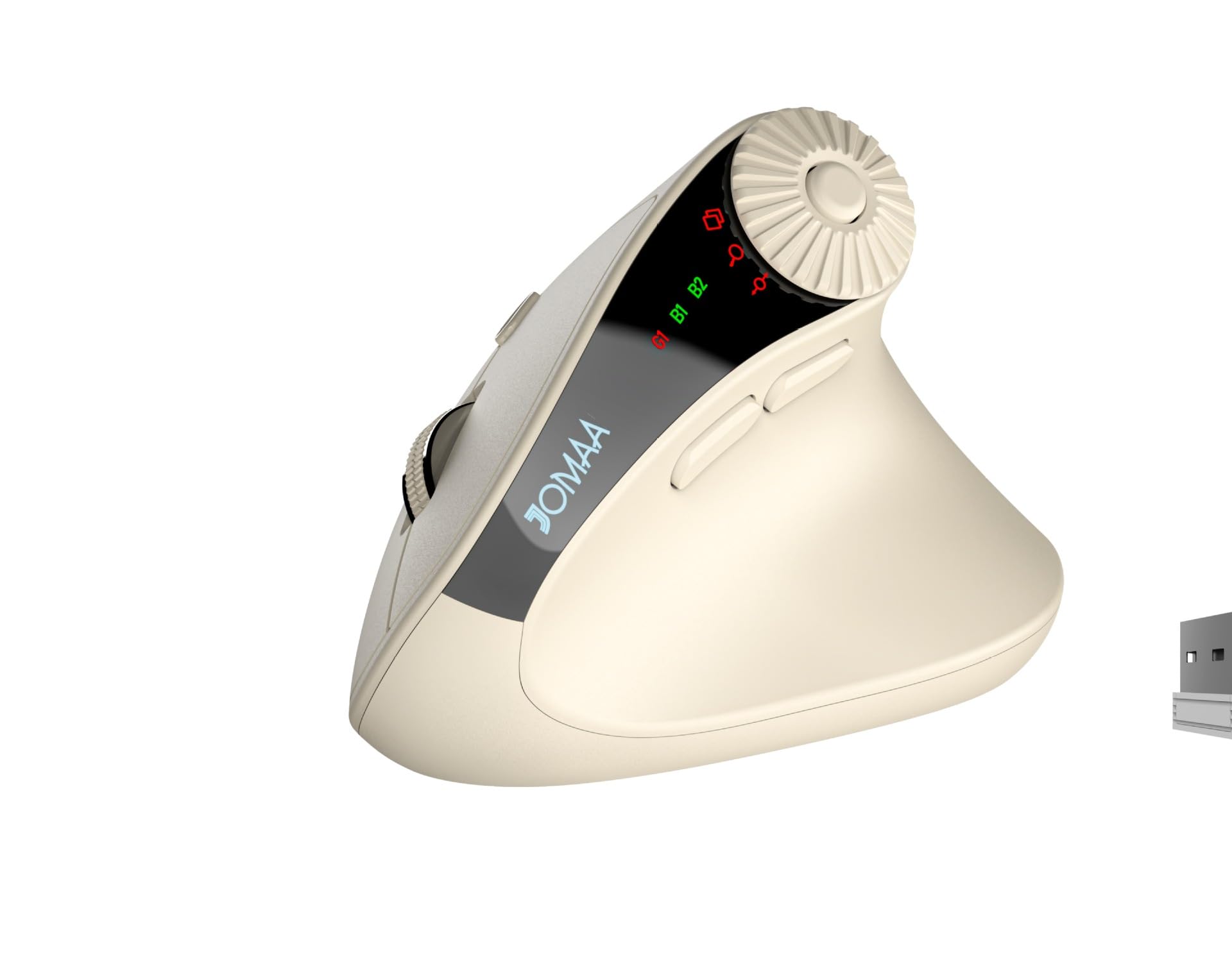 Mouse verticale ergonomico senza fili Bluetooth e ricevitore USB 2.4G Mouse verticale silenzioso con schermo indicatore LED Giradischi multifunzione per lavoro in ufficio
