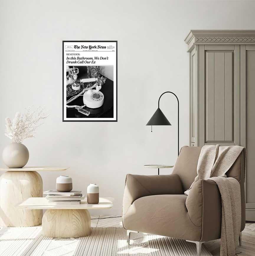 Miniatura 8 de Pósteres vintage de noticias en blanco y negro The New York Times, lienzo para pared, revista, teléfono, bebida, vino, impresiones estéticas,