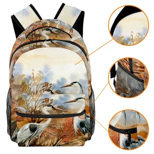 Sac à dos imprimé hérons d'automne au design multicolore unique - 3