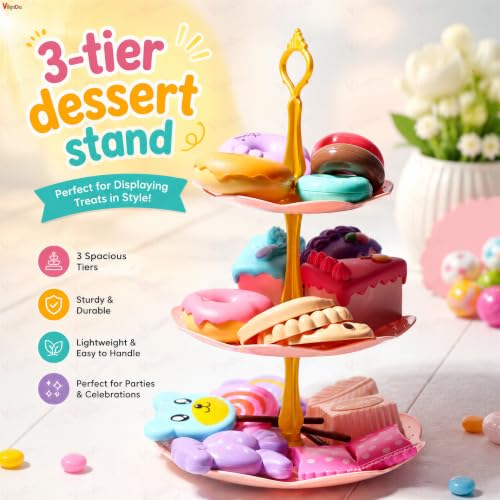 Image of Vikrida 48Pcs Tea Set, Kids Pretend Toy Tea Set and Carrying Case,Rainbow Magic Unicorn Design for Girls Princess Boys 3-6