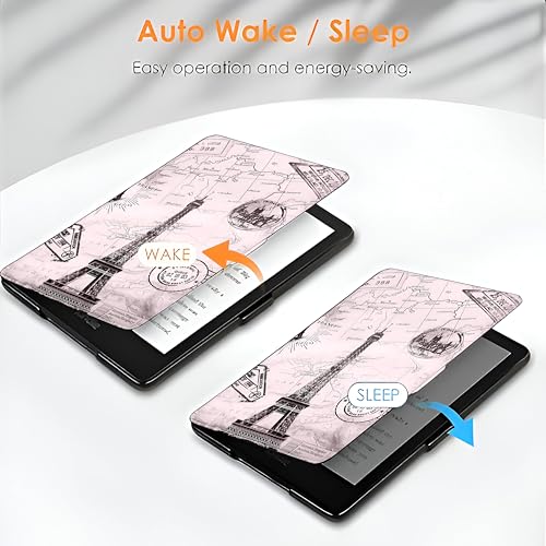 Image of ProElite Cover Case for Kindle Paperwhite 12th Gen 7 inch Case, Slim Smart Flip case Cover for Amazon Kindle Paperwhite 12th Generation 7 inch 2024, Eiffel