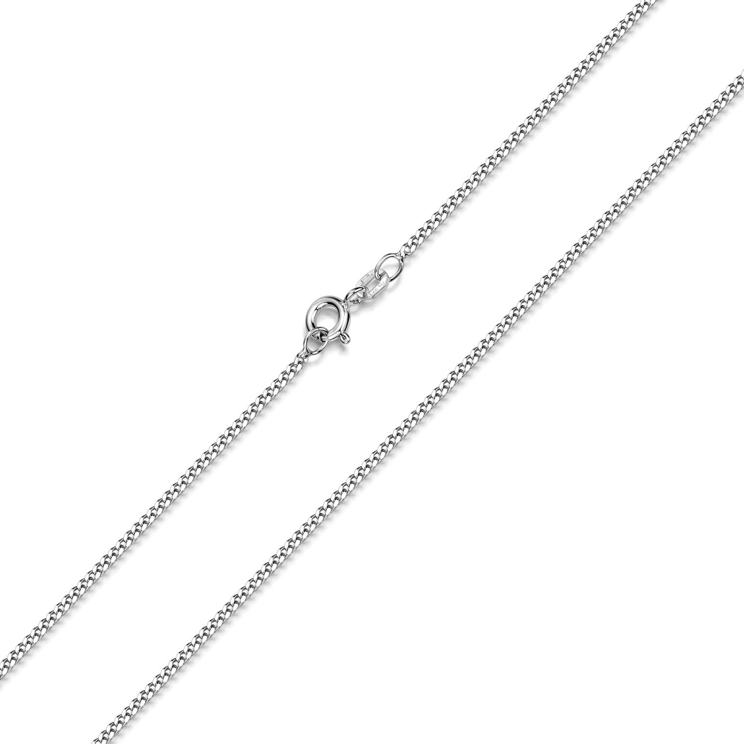 Panzerkette Damen Silber 925 flach 1,7mm Silberkette rhodiniert K78 | Hautfreundliche Kette aus Sterlingsilber ohne Anhänger in 40-70cm für Damen und Herren von MATERIA by Matthias Wagner