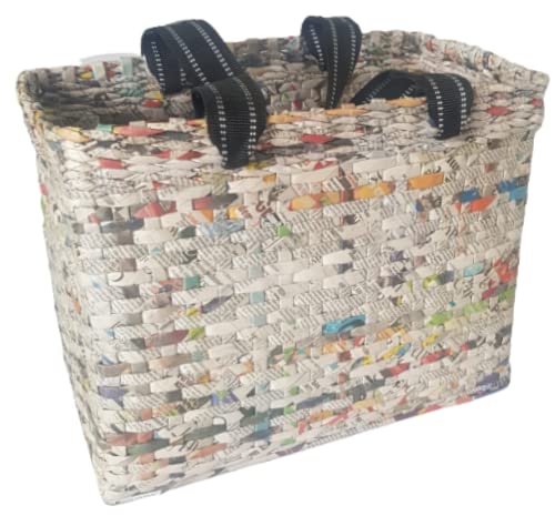 Image of Paperus, Large, Natural, Picnic Basket, Lunch Bag for Office, Shopping Bag, Big Tiffin Basket, Carry Bag, Eco-Friendly, Handmade, of Paper Ropes 11 in Tall 14 in Length 7 in Wide Base
