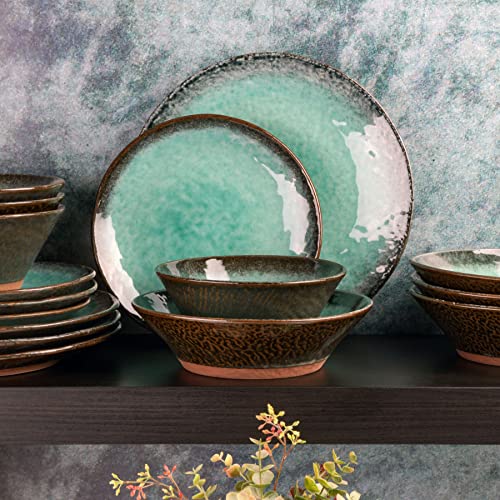 Gibson Elite Green Lantern 16 Piece Double Bowl Dinnerware Set, Teal #TOP3