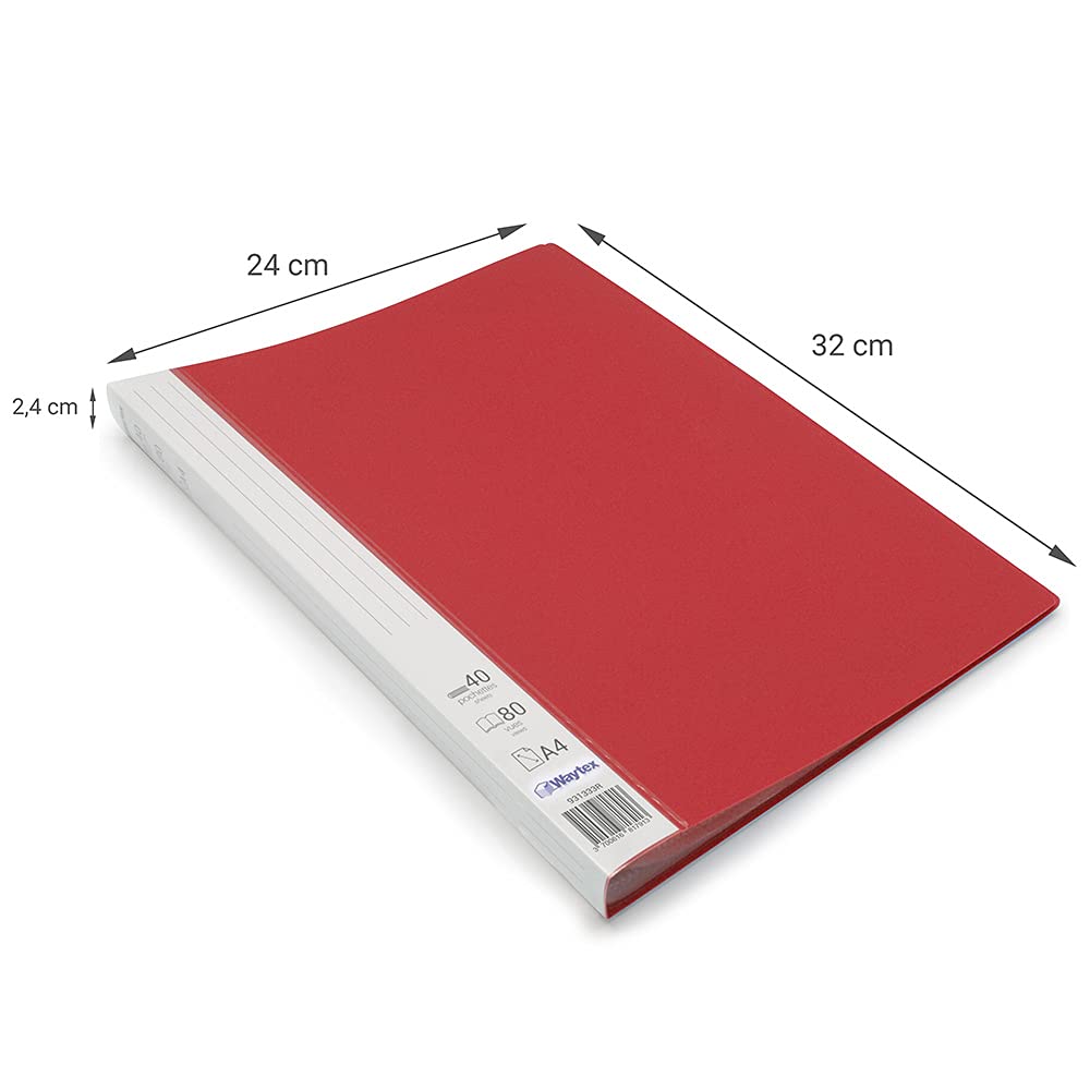 Waytex 931333R Document Protector A4 80 Sheets Premium Opaque Polypropylene Identifiable 40 Transparent Pockets Red - Image 4