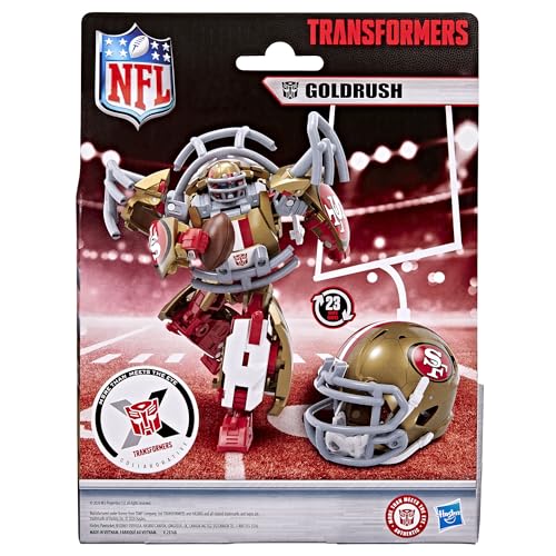 Image of Transformers NFL San Francisco 49ers Goldrush, 5.5-Inch Robot Action Figure Changes to Helmet, Collectible Football Toys, 8+