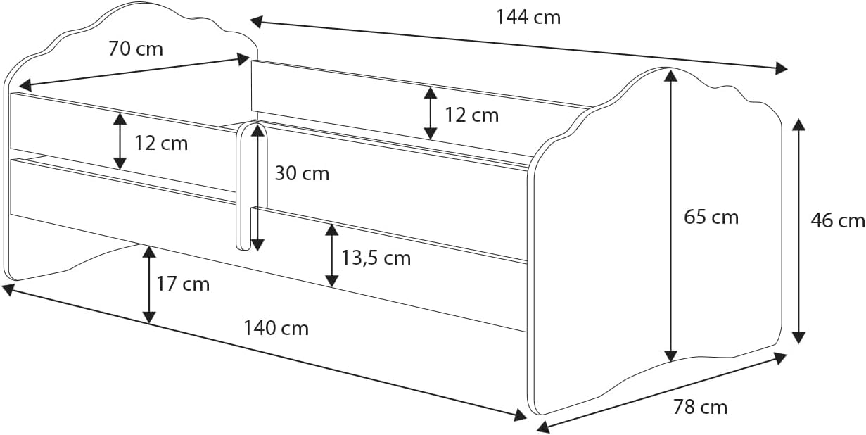 Kids Collective Kinderbett 70x140 cm mit Matratze Schublade Lattenrost & Abnehmbarer Rausfallschutz Bett für Kinder komplett Set Rausfallschutz Jugendbett Einzelbett weiß von Geburt bis 6 Lebensjahr