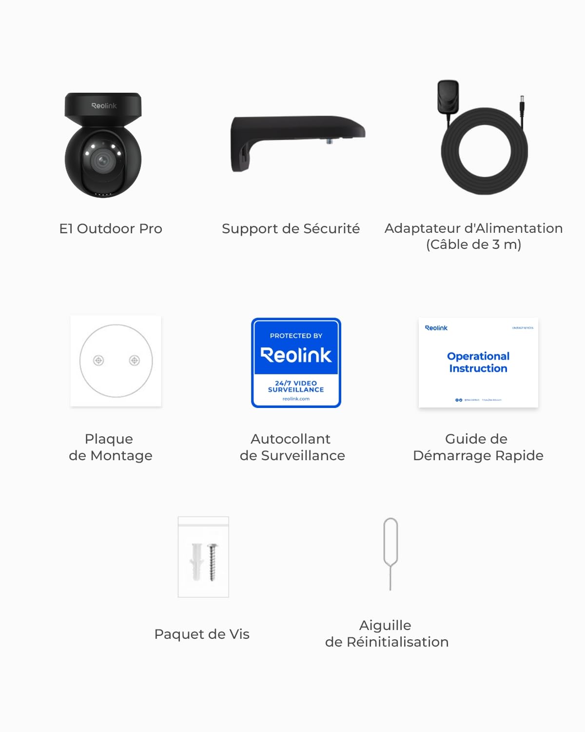 Reolink 4K PTZ Caméra Surveillance Extérieure Zoom Optique 3X Suivi Auto | Wi-FI 6, Détection Humain/Véhicule/Animaux, Vision Nocturne en Couleur 2,4 / 5GHz Audio Bidirectionnel, E1 Outdoor Pro Noir