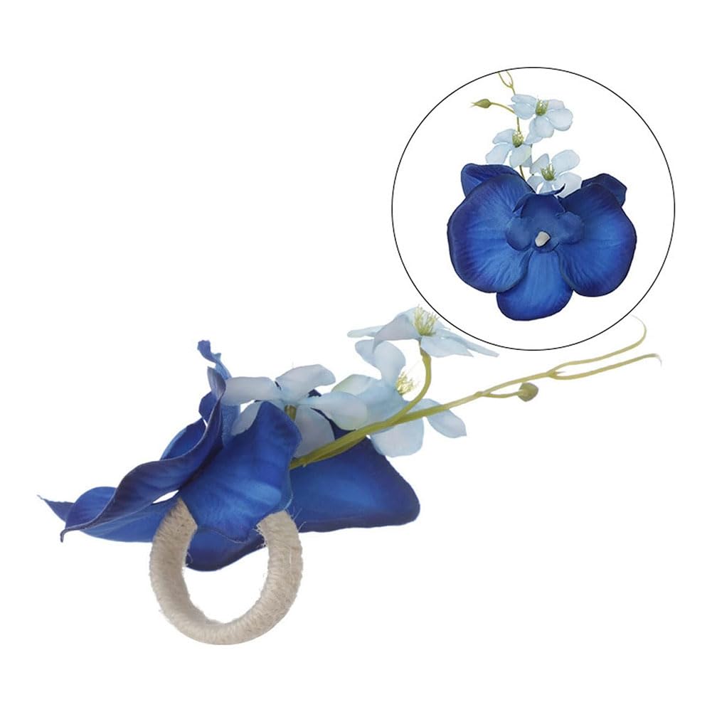 6 Pièces Anneaux De Serviette Fleur Orchidée - Décoration Table Mariage Bleu