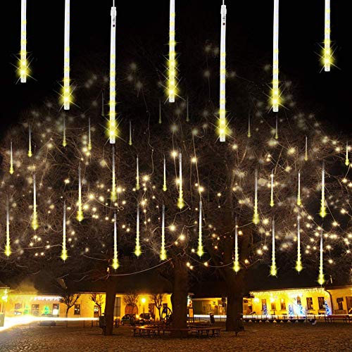 Bynhieo Meteor Shower Lights, Led Icicle Lights,Falling Raindrop Christmas Lights in Outdoor,Colorful Waterproof