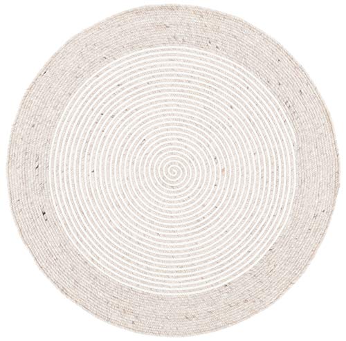 Tapete redondo beige/ivory tejido a mano de Safavieh miniatura 1